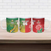 South Africa And England Rugby Custom Ceramic Mug Springboks And Red Rose Together - Wonder Print Shop