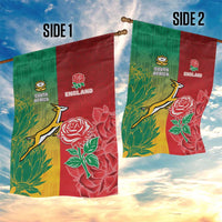 South Africa And England Rugby Garden Flag Springboks And Red Rose Together - Wonder Print Shop