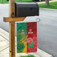 South Africa And England Rugby Garden Flag Springboks And Red Rose Together - Wonder Print Shop