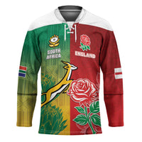 South Africa And England Rugby Custom Hockey Jersey Springboks And Red Rose Together - Wonder Print Shop