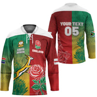 South Africa And England Rugby Custom Hockey Jersey Springboks And Red Rose Together - Wonder Print Shop