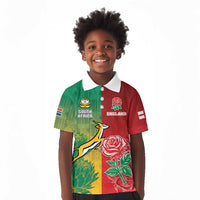 South Africa And England Rugby Custom Kid Polo Shirt Springboks And Red Rose Together - Wonder Print Shop