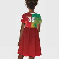 South Africa And England Rugby Custom Kid Short Sleeve Dress Springboks And Red Rose Together - Wonder Print Shop