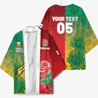 South Africa And England Rugby Custom Kimono Springboks And Red Rose Together - Wonder Print Shop