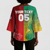 South Africa And England Rugby Custom Kimono Sleeve Blouse Springboks And Red Rose Together - Wonder Print Shop