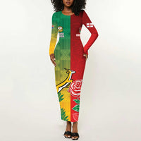 South Africa And England Rugby Custom Long Sleeve Bodycon Dress Springboks And Red Rose Together - Wonder Print Shop