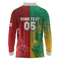 South Africa And England Rugby Custom Long Sleeve Polo Shirt Springboks And Red Rose Together - Wonder Print Shop