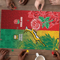 South Africa And England Rugby Puzzle Springboks And Red Rose Together - Wonder Print Shop
