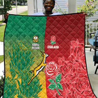 South Africa And England Rugby Quilt Springboks And Red Rose Together - Wonder Print Shop