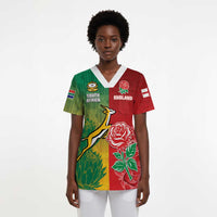South Africa And England Rugby Custom Scrub Top Springboks And Red Rose Together - Wonder Print Shop