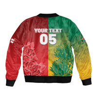 South Africa And England Rugby Custom Sleeve Zip Bomber Jacket Springboks And Red Rose Together - Wonder Print Shop