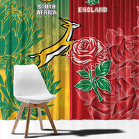 South Africa And England Rugby Window Curtain Springboks And Red Rose Together - Wonder Print Shop