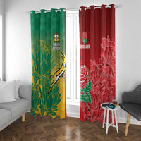 South Africa And England Rugby Window Curtain Springboks And Red Rose Together - Wonder Print Shop