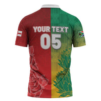 South Africa And England Rugby Custom Zipper Polo Shirt Springboks And Red Rose Together - Wonder Print Shop