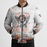 Funny Valentines Day Bomber Puffer Jacket Cupid Says 67