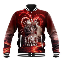 Skull Valentines Day Baseball Jacket I Love You To The Upside Down And Back