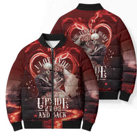 Skull Valentines Day Bomber Puffer Jacket I Love You To The Upside Down And Back