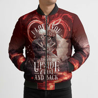 Skull Valentines Day Bomber Puffer Jacket I Love You To The Upside Down And Back