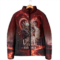 Skull Valentines Day Padded Jacket I Love You To The Upside Down And Back