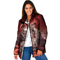 Skull Valentines Day Padded Jacket I Love You To The Upside Down And Back