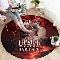 Skull Valentines Day Round Carpet I Love You To The Upside Down And Back
