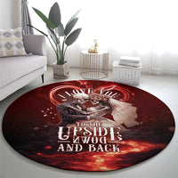 Skull Valentines Day Round Carpet I Love You To The Upside Down And Back