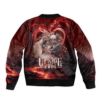 Skull Valentines Day Sleeve Zip Bomber Jacket I Love You To The Upside Down And Back