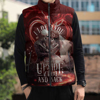 Skull Valentines Day Sleeveless Puffer Jacket I Love You To The Upside Down And Back