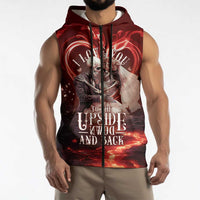 Skull Valentines Day Sleeveless Zip Hoodie I Love You To The Upside Down And Back