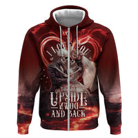 Skull Valentines Day Zip Hoodie I Love You To The Upside Down And Back