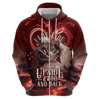 Skull Valentines Day Zip Hoodie I Love You To The Upside Down And Back