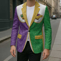 Mardi Gras Crown Blazer Western Yoke Glitter Style