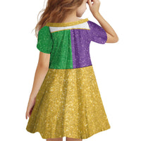 Mardi Gras Crown Kid Short Sleeve Dress Western Yoke Glitter Style