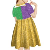 Mardi Gras Crown Kid Short Sleeve Dress Western Yoke Glitter Style