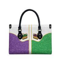Mardi Gras Crown Leather Bag Western Yoke Glitter Style