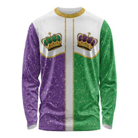Mardi Gras Crown Long Sleeve Shirt Western Yoke Glitter Style
