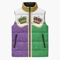 Mardi Gras Crown Sleeveless Puffer Jacket Western Yoke Glitter Style