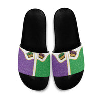 Mardi Gras Crown Slide Sandals Western Yoke Glitter Style