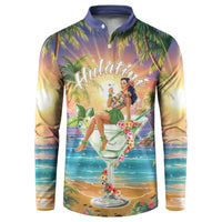 Aloha Hawaii Button Sweatshirt Hula Martini Tropical Vibes - Wonder Print Shop