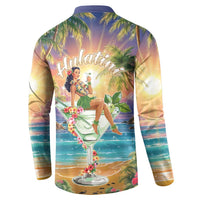 Aloha Hawaii Button Sweatshirt Hula Martini Tropical Vibes - Wonder Print Shop