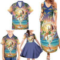Aloha Hawaii Family Matching Summer Maxi Dress and Hawaiian Shirt Hula Martini Tropical Vibes - Wonder Print Shop