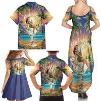 Aloha Hawaii Family Matching Summer Maxi Dress and Hawaiian Shirt Hula Martini Tropical Vibes - Wonder Print Shop