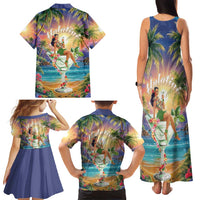 Aloha Hawaii Family Matching Tank Maxi Dress and Hawaiian Shirt Hula Martini Tropical Vibes - Wonder Print Shop