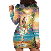 Aloha Hawaii Hoodie Dress Hula Martini Tropical Vibes - Wonder Print Shop