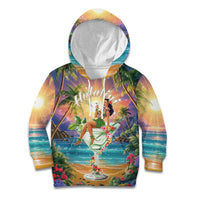 Aloha Hawaii Kid Hoodie Hula Martini Tropical Vibes - Wonder Print Shop
