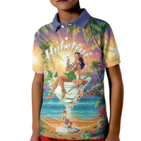 Aloha Hawaii Kid Polo Shirt Hula Martini Tropical Vibes - Wonder Print Shop