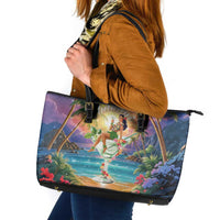Aloha Hawaii Leather Tote Bag Hula Martini Tropical Vibes - Wonder Print Shop