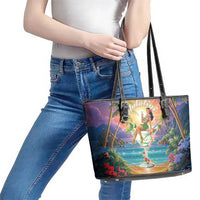 Aloha Hawaii Leather Tote Bag Hula Martini Tropical Vibes - Wonder Print Shop