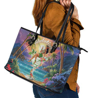 Aloha Hawaii Leather Tote Bag Hula Martini Tropical Vibes - Wonder Print Shop