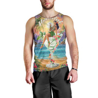 Aloha Hawaii Men Tank Top Hula Martini Tropical Vibes - Wonder Print Shop